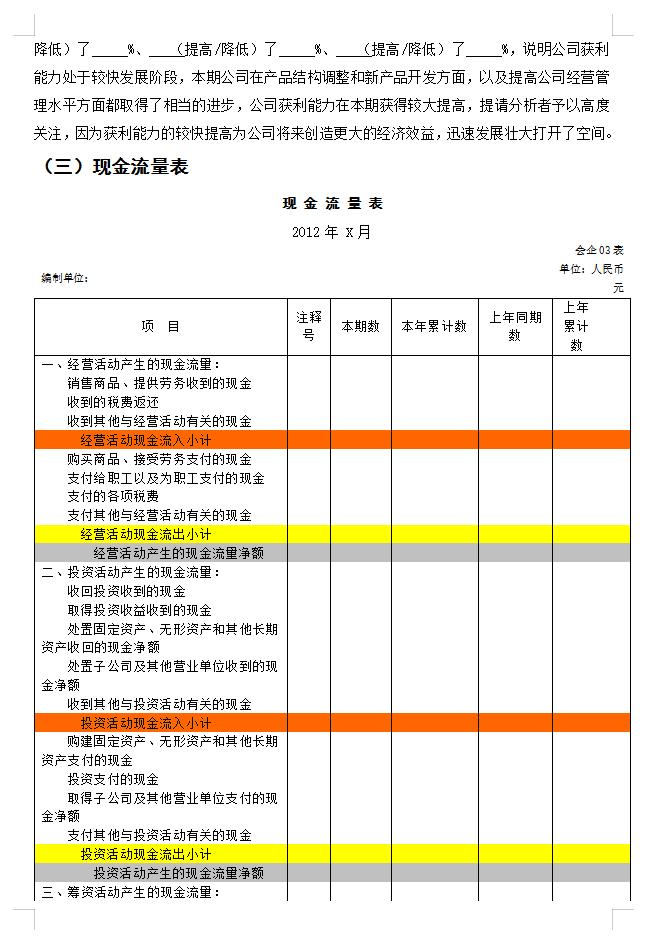 最新报表模板